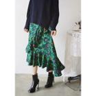 Asymmetric-hem Floral Print Skirt