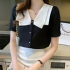 Puff-sleeve Layered Collar Blouse