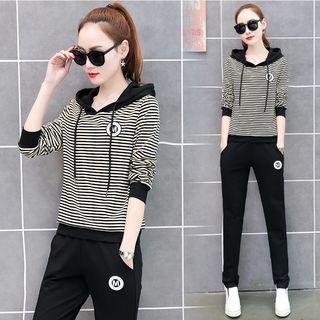 Set: Striped Logo Hoodie + Sweatpants