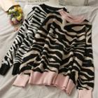 Zebra-print Knit Sweater