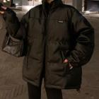 Plain Loose-fit Zip Jacket Black - One Size