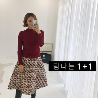 Set Of 2: Scallop Slim-fit Sweater
