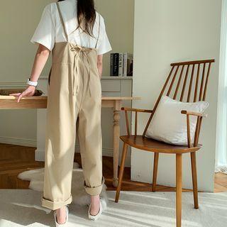 Wide-leg Cotton Jumpsuit Beige - One Size