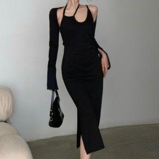 Sleeveless Midi Sheath Dress / Shrug