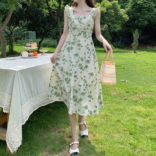 Sleeveless Floral Midi A-line Dress / Jacket