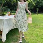 Sleeveless Floral Midi A-line Dress / Jacket