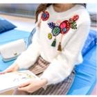 Tasseled Long-sleeve Knit Sweater