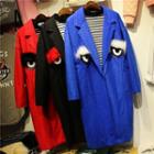 Eyes Appliqu  Snap Button Coat