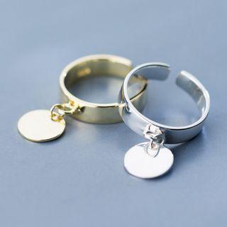 925 Sterling Silver Disc Charm Open Ring