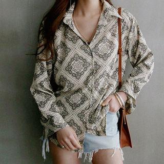 Notched-lapel Paisley Shirt