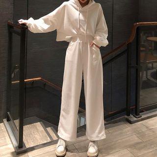 Set: Crop Hoodie + Wide-leg Sweatpants