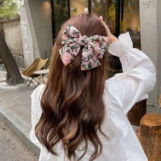 Floral Print Bow Fabric Hair Clip