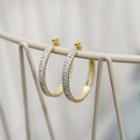 Rhinestone Open Hoop Earrings Gold - One Size