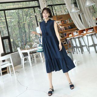 Sleeveless Tie-front Frilled-detail Dress