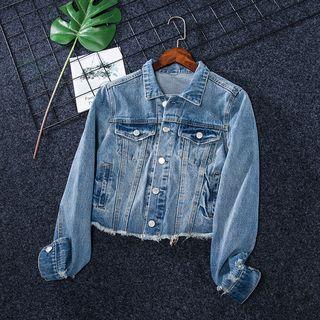 Crop Denim Jacket Denim Blue - S