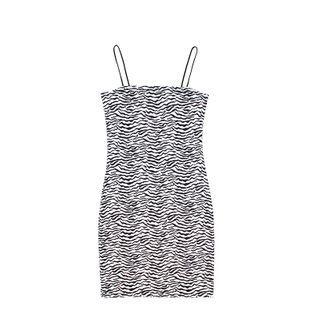 Zebra Print Spaghetti Strap Mini Sheath Dress
