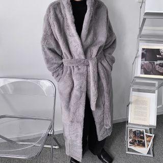 Fluffy Coat With Sash