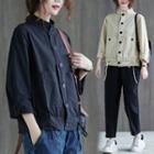 Drawstring-cuff Single-breasted Jacket