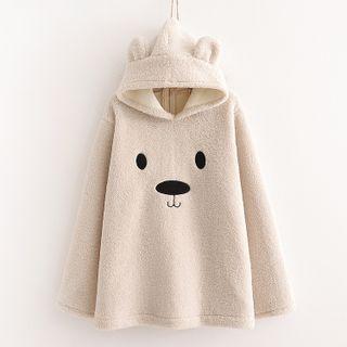 Bear Face Hoodie Beige - One Size