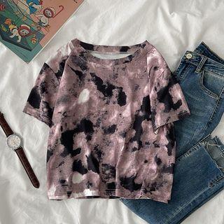 Short Sleeve Graffiti Print Cropped T-shirt