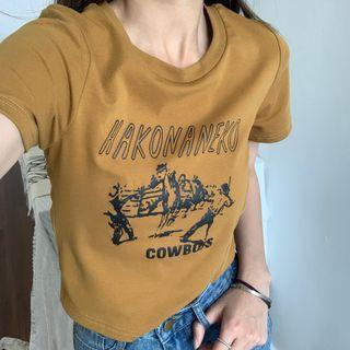 Short-sleeve Asymmetrical Design Print T-shirt