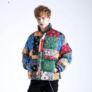 Paisley Print Color Block Blazer