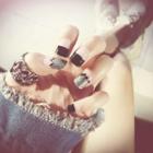 Glitter Faux Nail Tips S20 - Black - One Size