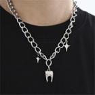 Tooth Pendant Stainless Steel Necklace Silver - One Size