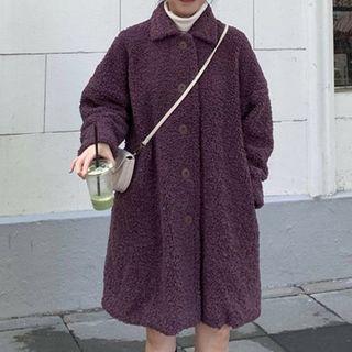 Lapel Single-breasted Fleece Jacket As Shown In Figure - One Size