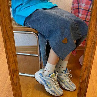 Heart Applique Denim Skirt