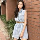 Sleeveless Button Wide-leg Denim Playsuit