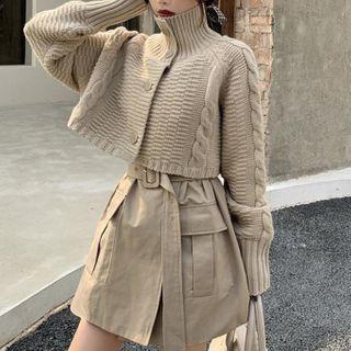Cardigan / Mini A-line Cargo Dress