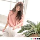 Elbow Sleeve V-neck Loose Top