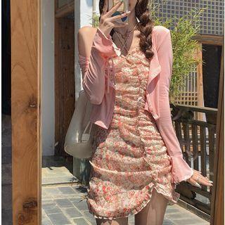Halter Neck Floral Print Mini Sheath Dress