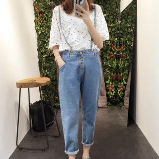 Strapped Wide Leg Jeans