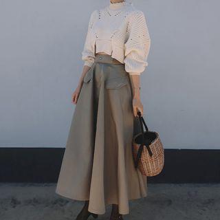 Mock Neck Sweater / Maxi A-line Skirt / Set