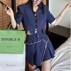 Short-sleeve Zip-up Blouse / Skort