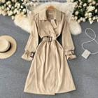 Lapel Slit Long Trench Coat