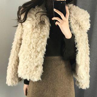 Fleece Button Cropped Coat