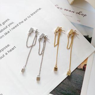Alloy Cube Chain Dangle Earring