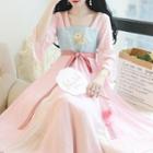 Flower Embroidered Flared-sleeve Hanfu Dress
