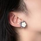 Flower Resin Plaid Square Earring