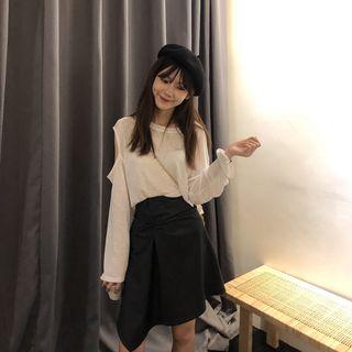 Long-sleeve Asymmetric Cutout Knit Top