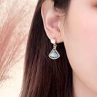 Faux Crystal Fan Dangle Earring 1 Pair - Bl0754 - Blue - One Size