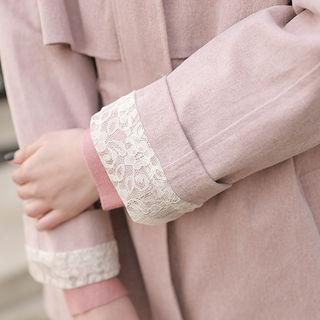 Raglan-sleeve Lace-cuff Parka