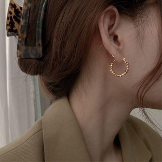 925 Sterling Silver Hoop Earring 1 Pair - 925 Silver - Gold - One Size