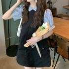 Short-sleeve Plain Blouse / Sleeveless Plain Mini Dress