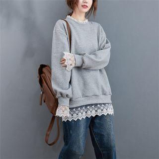 Lace-trim Plain Sweater