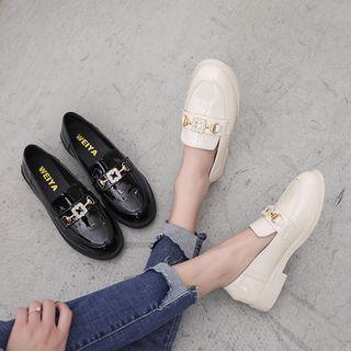 Faux Leather Rhinestone Loafers