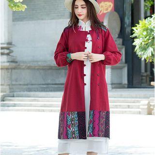 Stand-collar Panel Linen Cotton Jacket